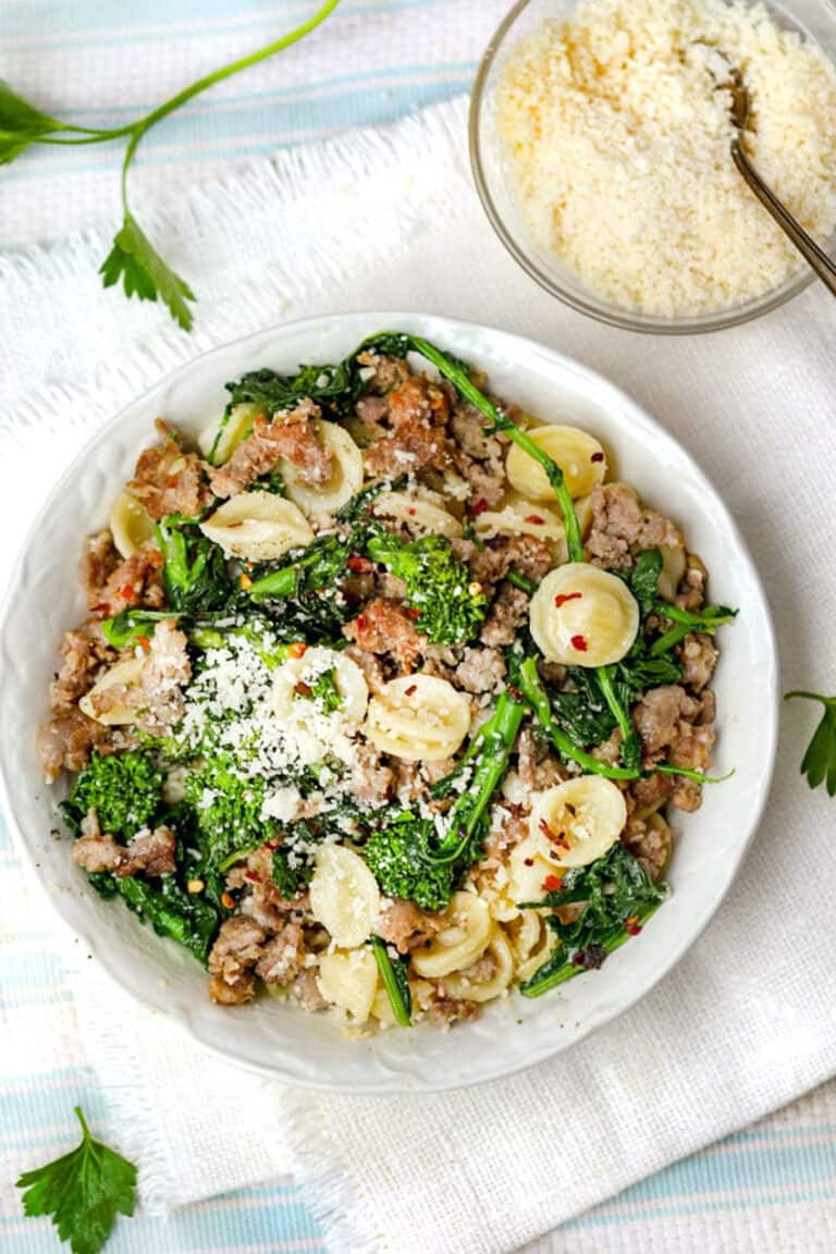 Orecchiette with Sausage and Broccoli Rabe l Panning The Globe