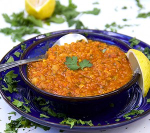 Moroccan Lentil Soup: Harira - vegetarian red lentil soup with chickpeas