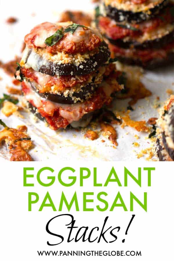 Eggplant Parmesan Stacks: baked eggplant towers with sauce and cheese