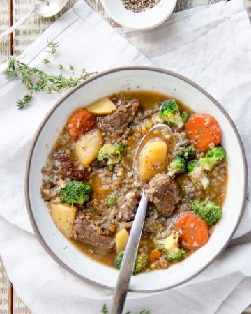 Beef Mushroom Soup - rich and hearty with plenty of meat, potatoes, vegetables and nutritious buckwheat - delicious, healthy, gluten free comfort food.